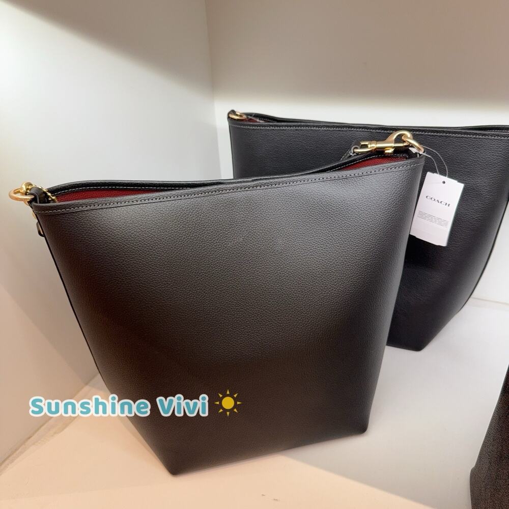 Sold NWT Coach CT803 Leather City Large Bucket Bag Gold/Black - Picture 5 of 11